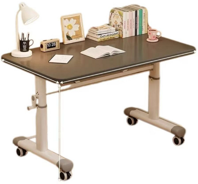 모션데스크 수동 높이 조절 테이블 이동식 사무실 컴퓨터 다용도 스탠딩 데스크, 7. 두꺼운 모델 80x60 그레이+휠