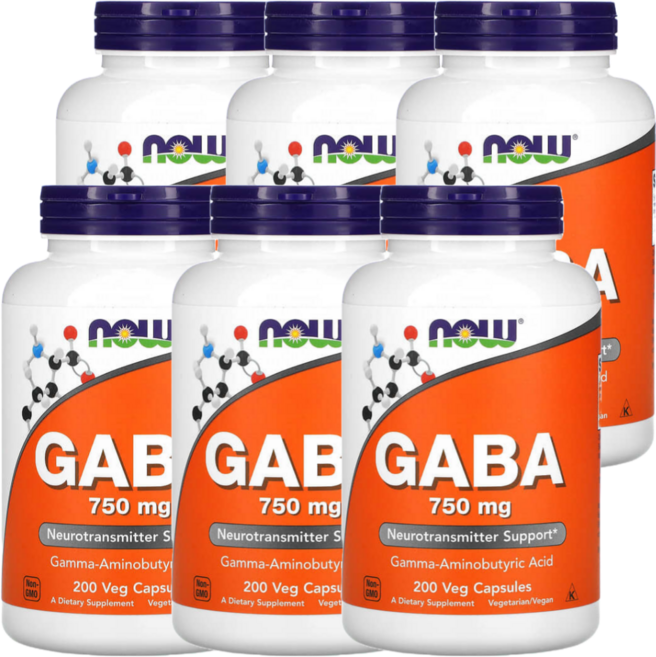나우푸드 GABA 750mg 200캡슐 6통, 200정, 6개