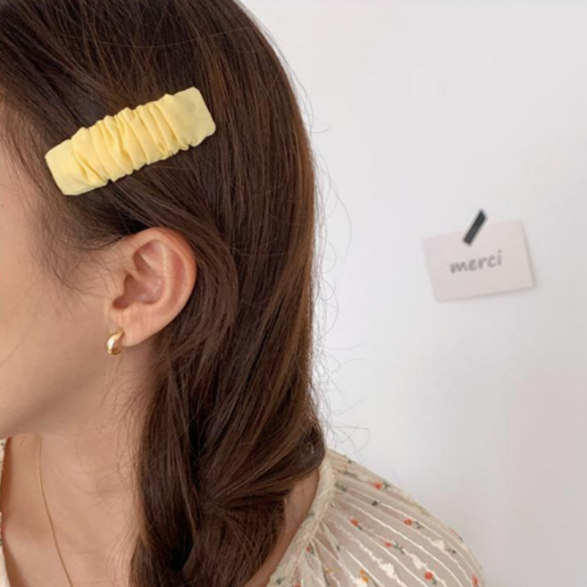 헤어퀸 쉬폰 사각 옆머리 포인트 헤어핀 성인 여성 똑딱핀 2종세트