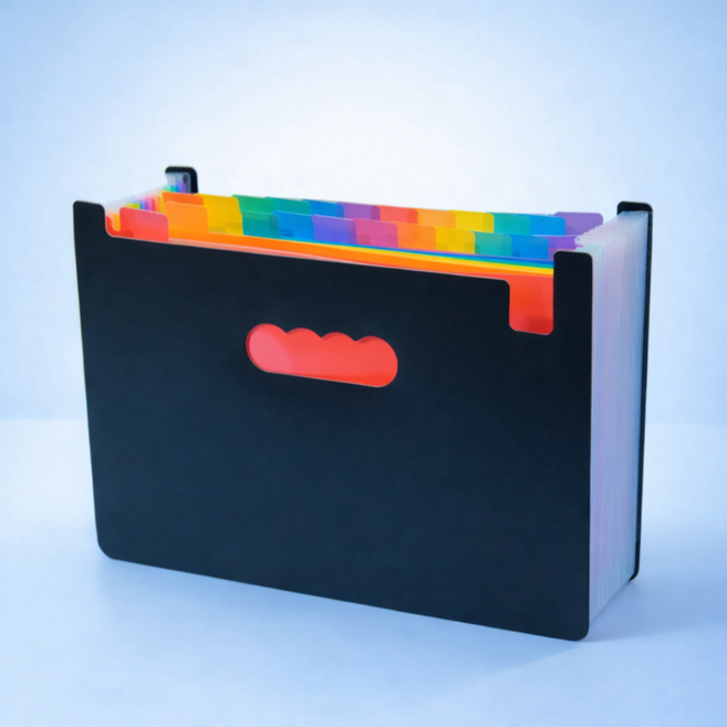 애니모어 인덱스 아코디언 파일 대용량 서류정리, 1개, 무지개 일반형 25포켓