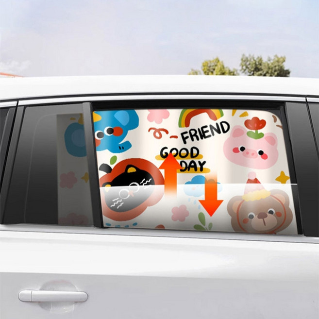 샤이닝포인츠 간편 부착 자석 방수 차량용 햇빛가리개, 1개, 핑크