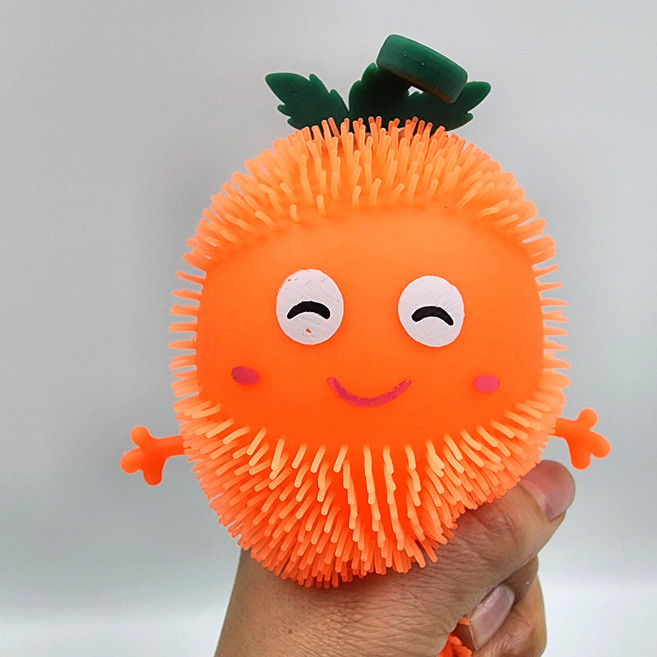 [무료배송/당일배송] LED 당근 성게볼 소리나는 소프트 말랑이 탱탱볼 요요 [엘리빅마켓], 1개