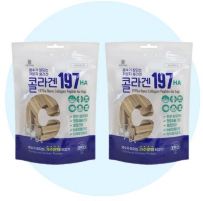 콜라겐 197 HA 강아지 가수분해 간식 체석제거 덴탈껌, 2개, 240ml, 미디움