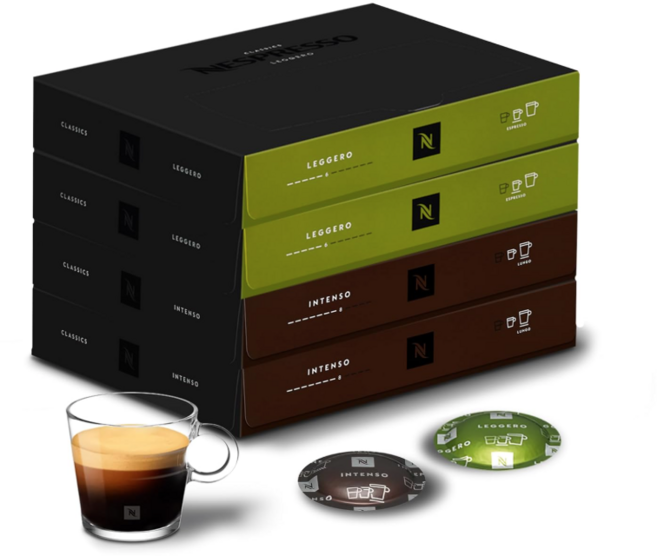 네스프레소 프로 기업용 업소용 파드 포드 캡슐 레제로 + 인텐소 룽고 200개 제니우스 모멘토 대용량, 1, 200, 40ml