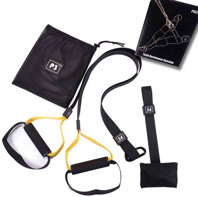 TRX 벨트 밴드 홈짐 운동 트레이닝 피트니스 로프 스트레칭, 옐로우 A세트, 1개