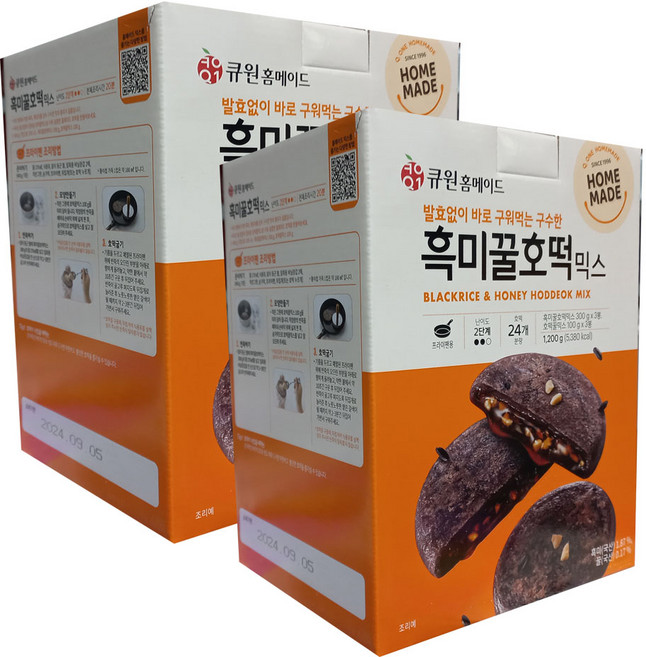 큐원 흑미 꿀호떡믹스, 1.2kg, 2개