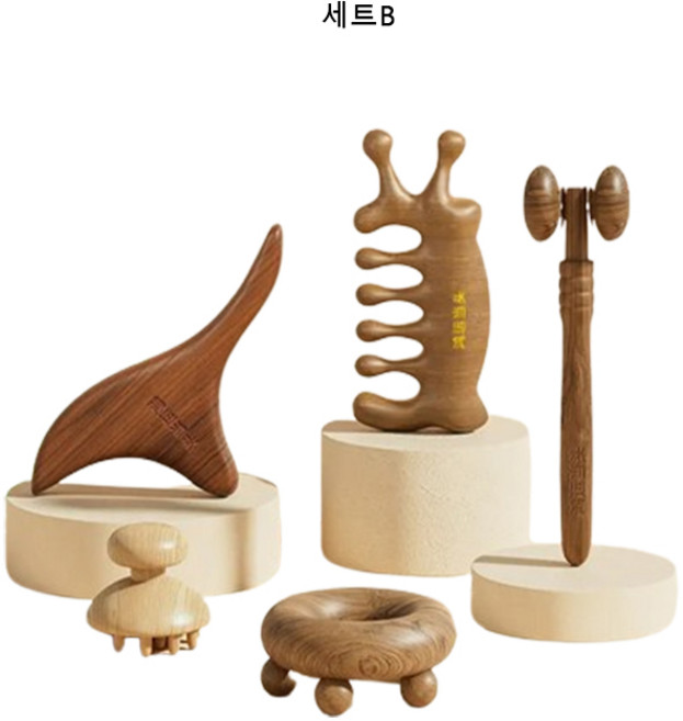 BOONINT 괄사마사지 세트 두피 괄사 마사지 림프순환 마사지기 다용도 릴렉스틱 마사지세트 림프얼굴괄사 천연 단형목 마사지기 괄사오일세트 BN082124, 세트B, 1세트