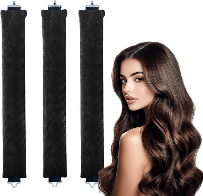 [루이/무열 헤어롤] 벨벳 소재 셀프 컬링 롤러 수면 중에도 편안한 웨이브 세팅, 3개, 블랙