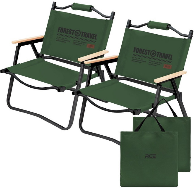 로티캠프 감성 휴대용 경량 로우체어 접이식 캠핑의자 M 진그린 2개