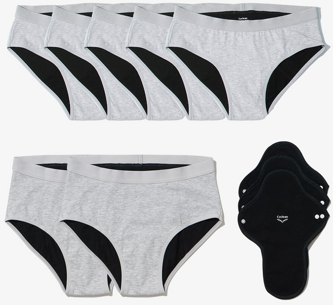 [SET] 싸이클린 위생팬티 일주일패키지 오가닉 순면 초등 초경선물세트 생리 흡수 방수