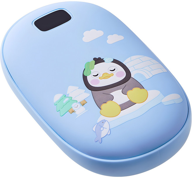 퓨전에프엔씨 베이비펭수 USB 충전식 휴대용 양면 손난로 보조배터리, BPW800, 블루