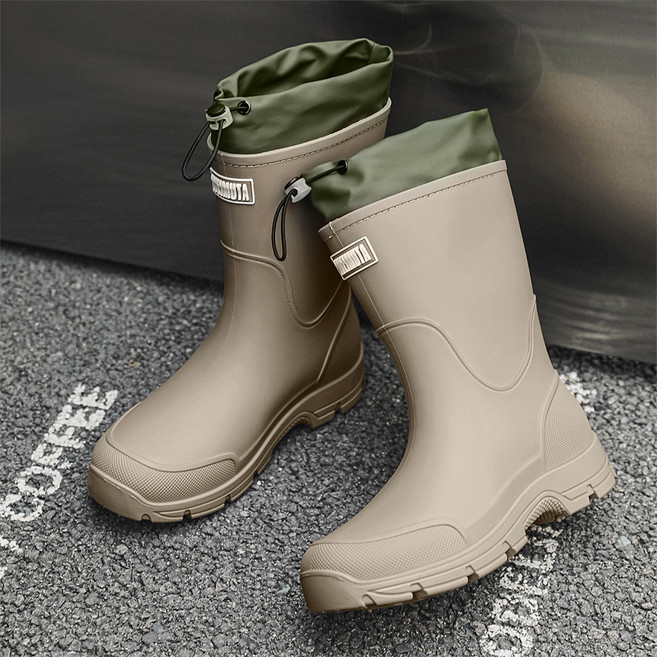WHIMUTA 防滑中筒雨鞋, 米灰 束口, 41