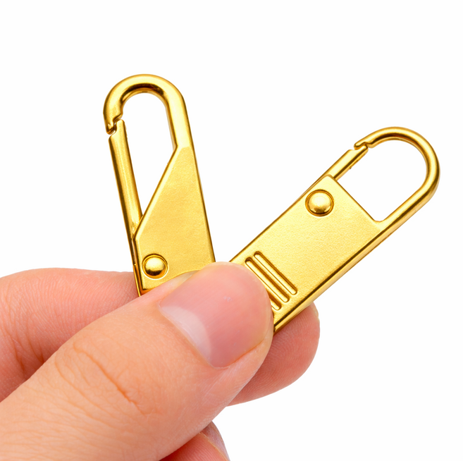 지퍼 손잡이 교체용 금속 지퍼고리 가방 의류 캐리어 수리, 5개, 골드