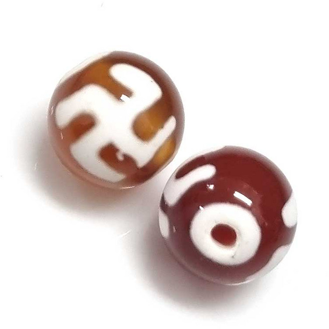 Bead 팔찌원석 불교 만자 팬던트 한팩 원석선택, 코팅만 자마노 (2개)