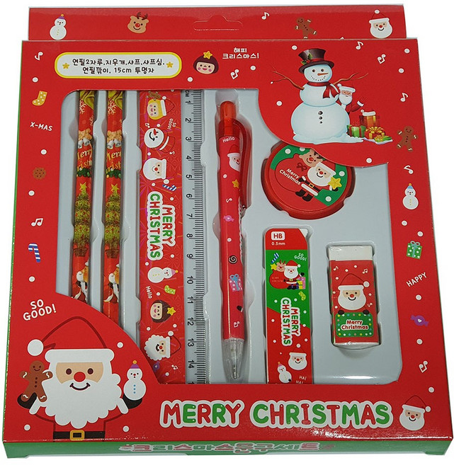 성탄문구세트7본 산타선물 산타문구 크리스마스선물 크리스마스문구 어린이단체선물 문구선물 성탄선물 성탄문구 성탄단체선물 선물세트 문구세트 단체문구 성탄연필 성탄지우개 성탄샤프