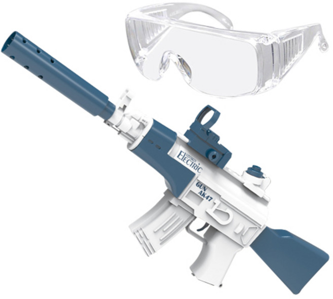 UB 워터건 전동 물총 고글 패키지 위터밤 AK47 소총, 블루,투명, 1개