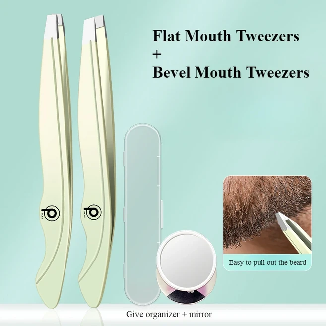 Cmgf 고정밀 눈썹 클립 작은 핀셋 눈썹 트리밍 수염 당기는 도구 스테인레스 스틸 가짜 속눈썹 클립 세트, 05 2-pcs set