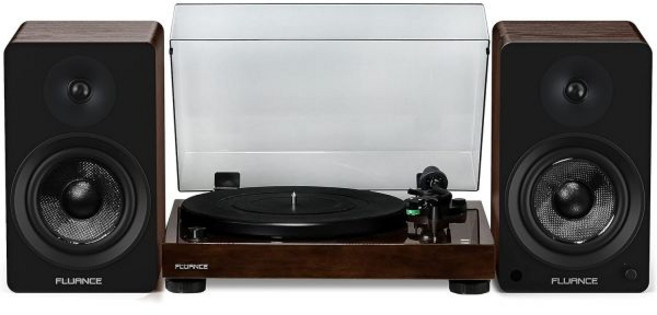 Fluance Ai61 파워 16.5cm 스테레오 북쉘프 스피커 벨트 드라이브 내장 프리앰프 90W 클래스 D 앰프 블루투스 내추럴 월넛 RT81 엘리트 하이파이 바이닐 턴테이, Walnut / Walnut, 호두나무 / 호두나무