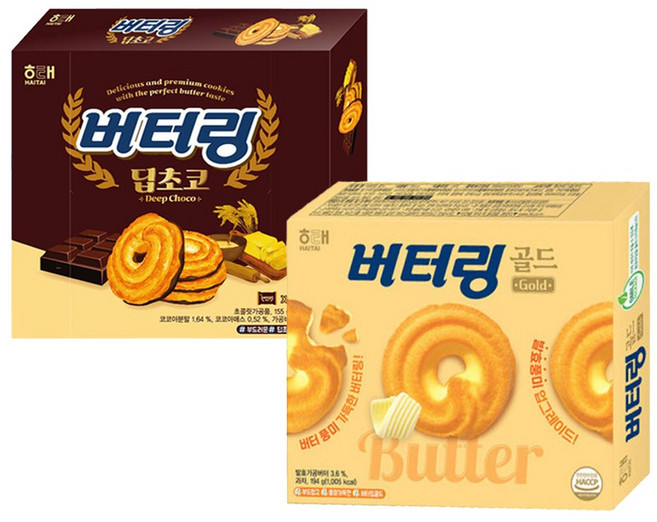 해태 버터링 192g+딥초코 155g, 1세트, 347g