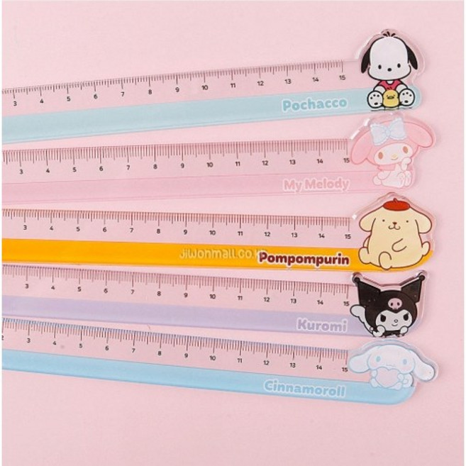 산리오 15cm자 캐릭터 자 시나모롤 폼폼푸린 쿠로미 포차코 마이멜로디 랜덤2종