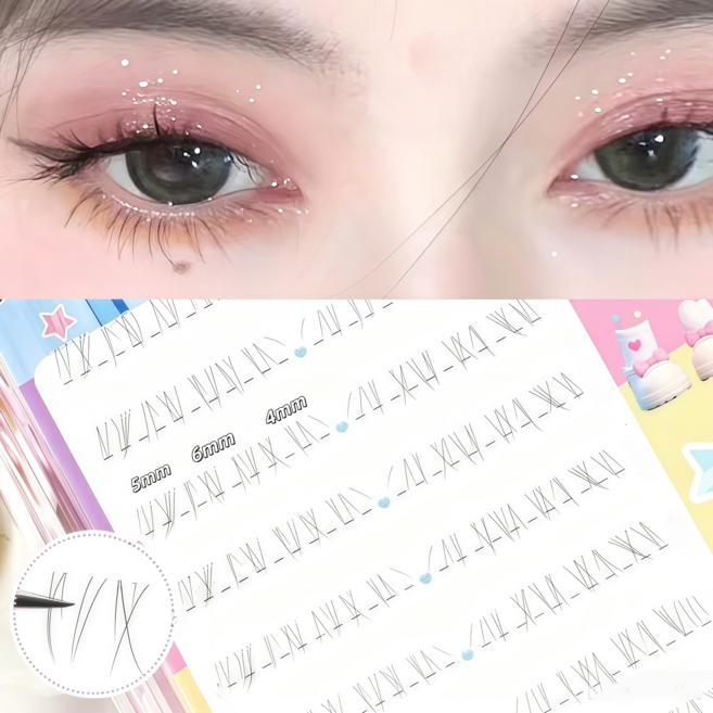 아토포스 노글루 언더 속눈썹 4-6mm 극세사 자연스러운 언더 볼륨 아이래쉬 연장 80모, 1개, 투명라인
