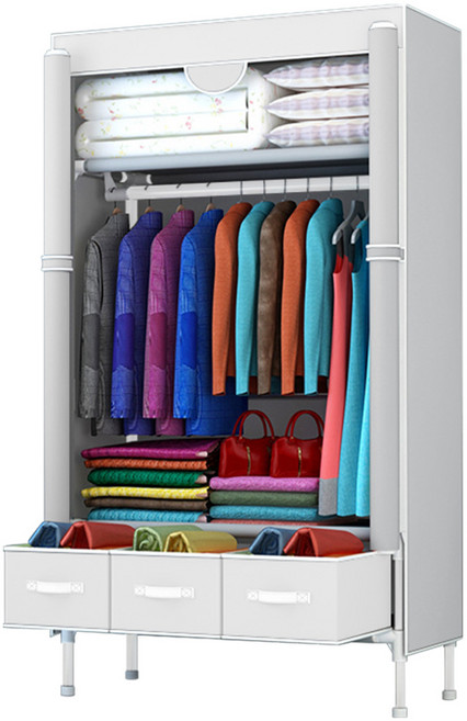 MAME 조립식 비키니 옷장 행거 원룸 서랍형 옷장 90, 라이트그레이