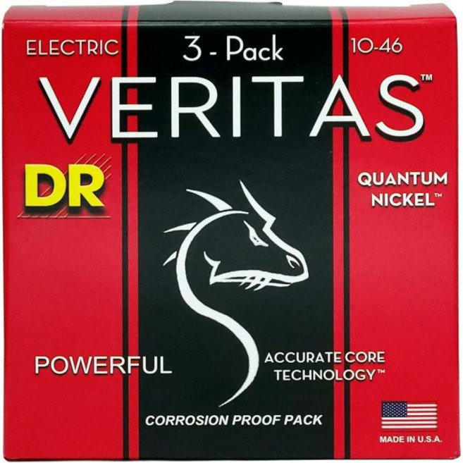 DR 스트링 베리타스 코팅 코어 테크놀로지 일렉트릭 기타 미디엄 10-46 3팩 VTE-10-3PK, DR 스트링 베리타스 코팅 코어 테크놀로지 일렉트릭 기