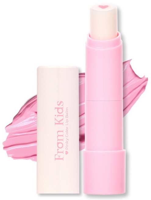 프롬키즈 하트 보습 립밤 2종 판테놀 무색 핑크 컬러 체인지 립스틱, 4g, 1개, 핑키 컬러립밤