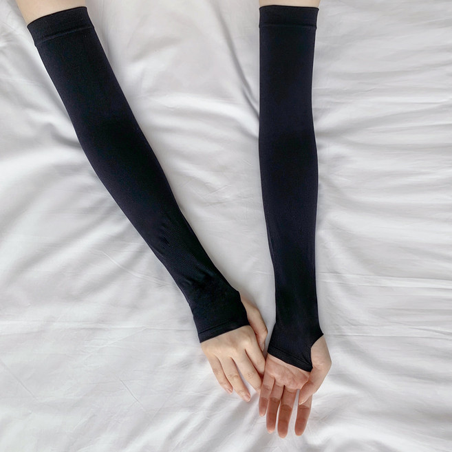 시큐어핏 살색 골프 쿨토시 팔토시 양손 1+1, 블랙, 손등커버형