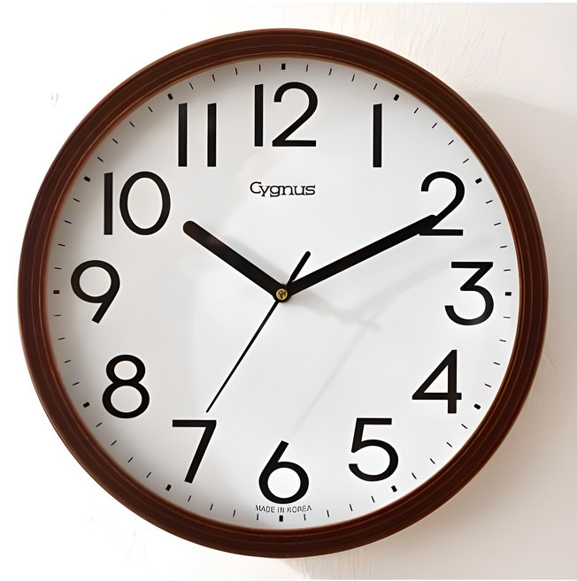 리빙스토리 시그너스 국산 무소음 원목 벽걸이시계 29cm 거실 사무실 인테리어 집들이 선물, 브라운