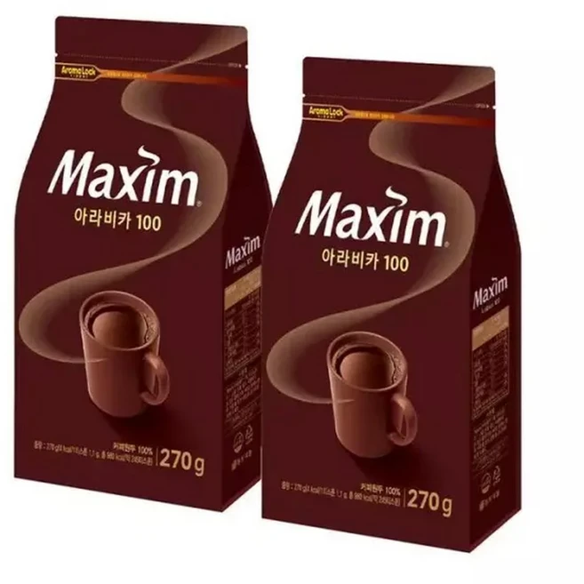 블랙 알커피 홈카페/ 맥심 아라비카 100 리필커피, 270g, 1개입, 2개 - 쿠팡