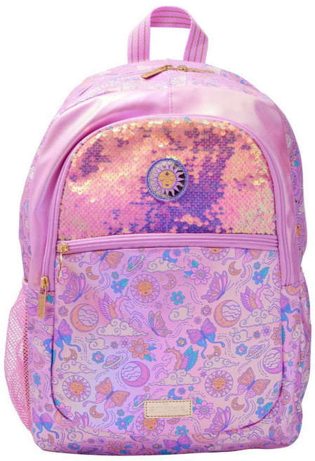 smiggle 澳洲 書包 史迪奇 休閒包 雙肩包 小學生 減壓背包, 粉色月亮太陽大號書包(42x30cm)