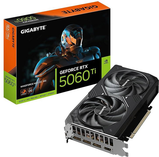 기가바이트 지포스 RTX 5060 Ti WINDFORC OC 16G 그래픽 카드 16GB 128비트 GDDR7 PCIe 5.0 냉각 시스템 GV-N506TWF2OC-16GD