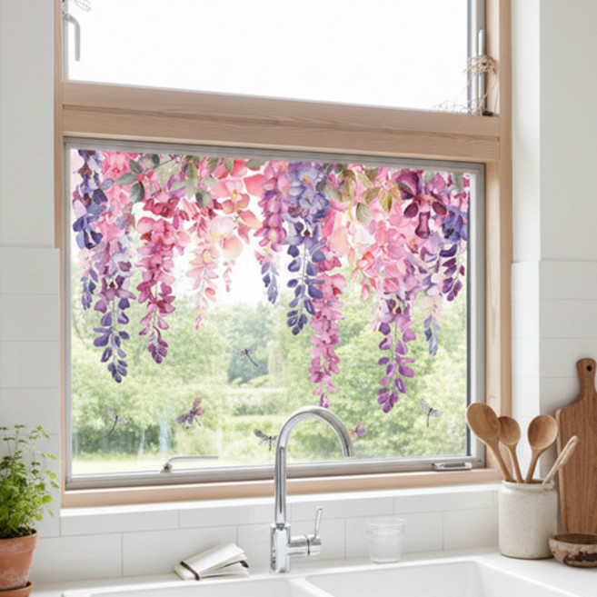 거실 주방 창문 식물 플라워 벽 데코 인테리어 시트지 스티커 P112