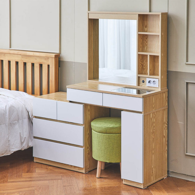 라라홈 라라 LED 수납 화장대, 화이트, 추가X