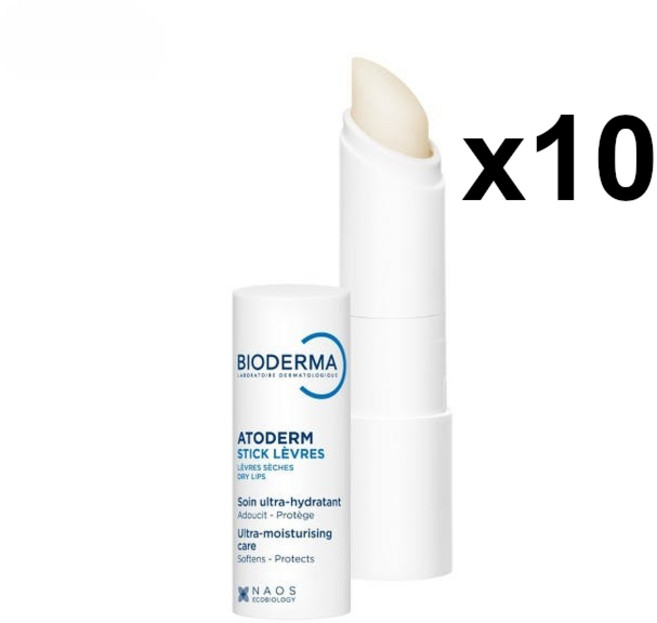 BIODERMA 프랑스 정품 바이오더마 아토덤 스틱 레브르 립밤 4g 10개세트, 무향, 10개