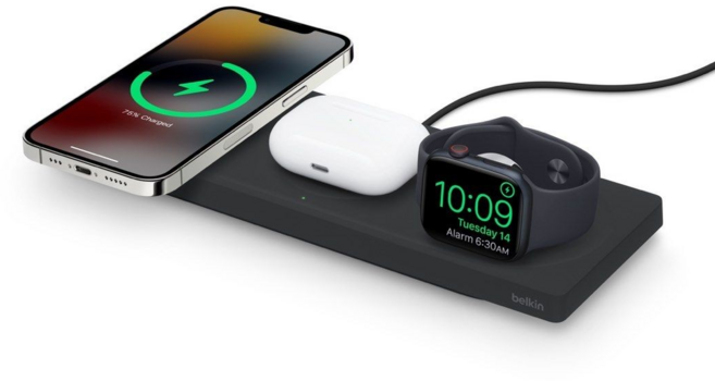 벨킨 맥세이프 3 인 1 무선 충전 거치대 15W, 1개, 블랙