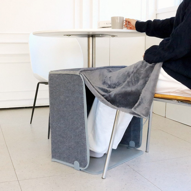 인더스 사무실 가정용 발난로 4면 난방 데스크 전기히터 담요 탈부착형 그레이 INO-DH245