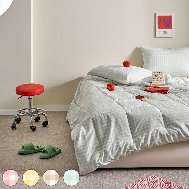 데시뉴 체크러버 항균 사계절 다운필 차렵이불세트