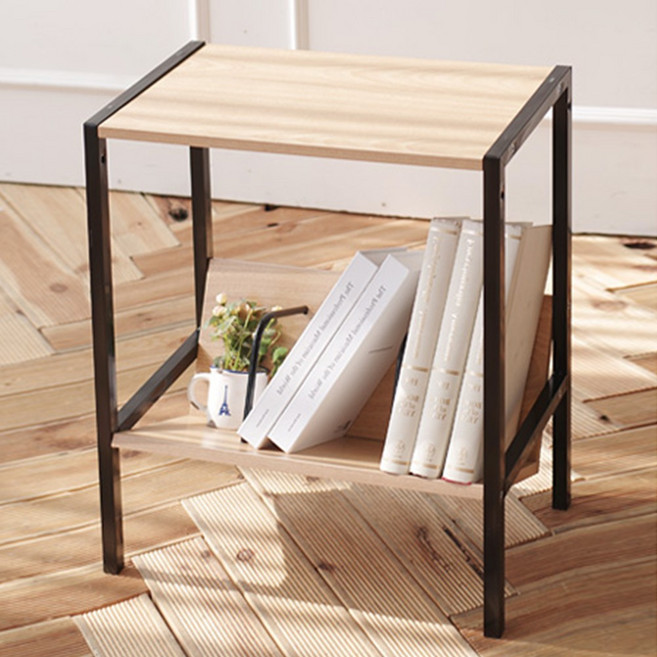 책꽂이 사이드테이블 조립식 미니 쇼파테이블 철제 선반, 화이트