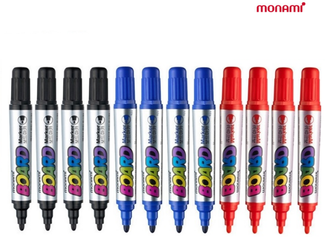 모나미 보드마카 블랙4개+레드4개+블루4개, 혼합(12개입)