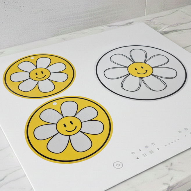 엘빈리빙 실리콘 인덕션 보호매트, 3개, 화이트+옐로우