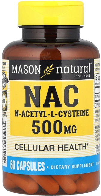 [64831] Mason Natural 메이슨 내추럴 N-아세틸-L-시스테인 500mg 60캡슐, [64831] Mason Natural 메이슨 내추럴,, 1개, 60정 - 쿠팡