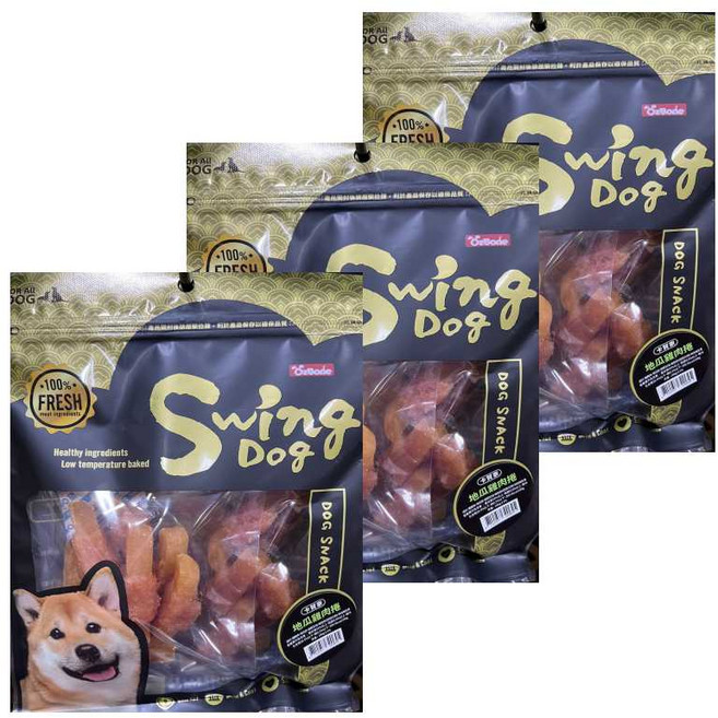OzBone 奧力棒 鮮肉犬零食 低溫烘焙, 3個, 160g, 地瓜雞肉捲