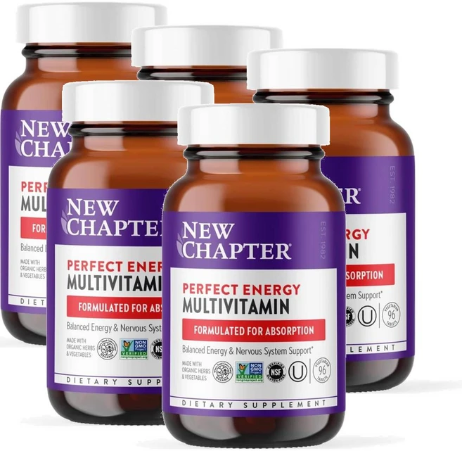 뉴챕터 퍼펙트 에너지 멀티비타민 티아민 니아신 New Chapter Perfect Energy Multivitamin, 96정, 5개 - 쿠팡