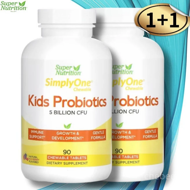 슈퍼뉴트리션 키즈 어린이 유산균 프로바이오틱스 50억 CFU 츄어블 90개입 2병, 90정 - 쿠팡