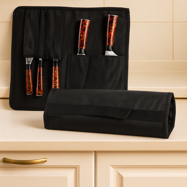 바이굿뜨 밸크로고정 롤업디자인 칼가방, 블랙