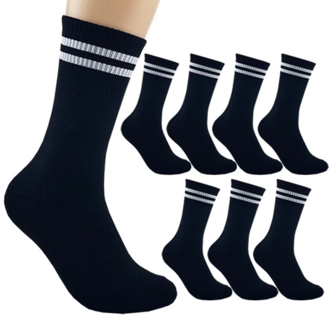 더베이직 남성용 쫀쫀한 목이 긴 두줄 스포츠 장목 양말