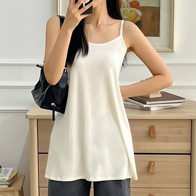 [디아미뇽] 디에프 무지 롱 레이어드 끈 나시