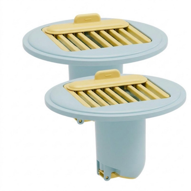 상덕 하수구트랩 화장실 벌레차단 냄새 차단 프리미엄 배수구 거름망 2개, 블루 옐로우